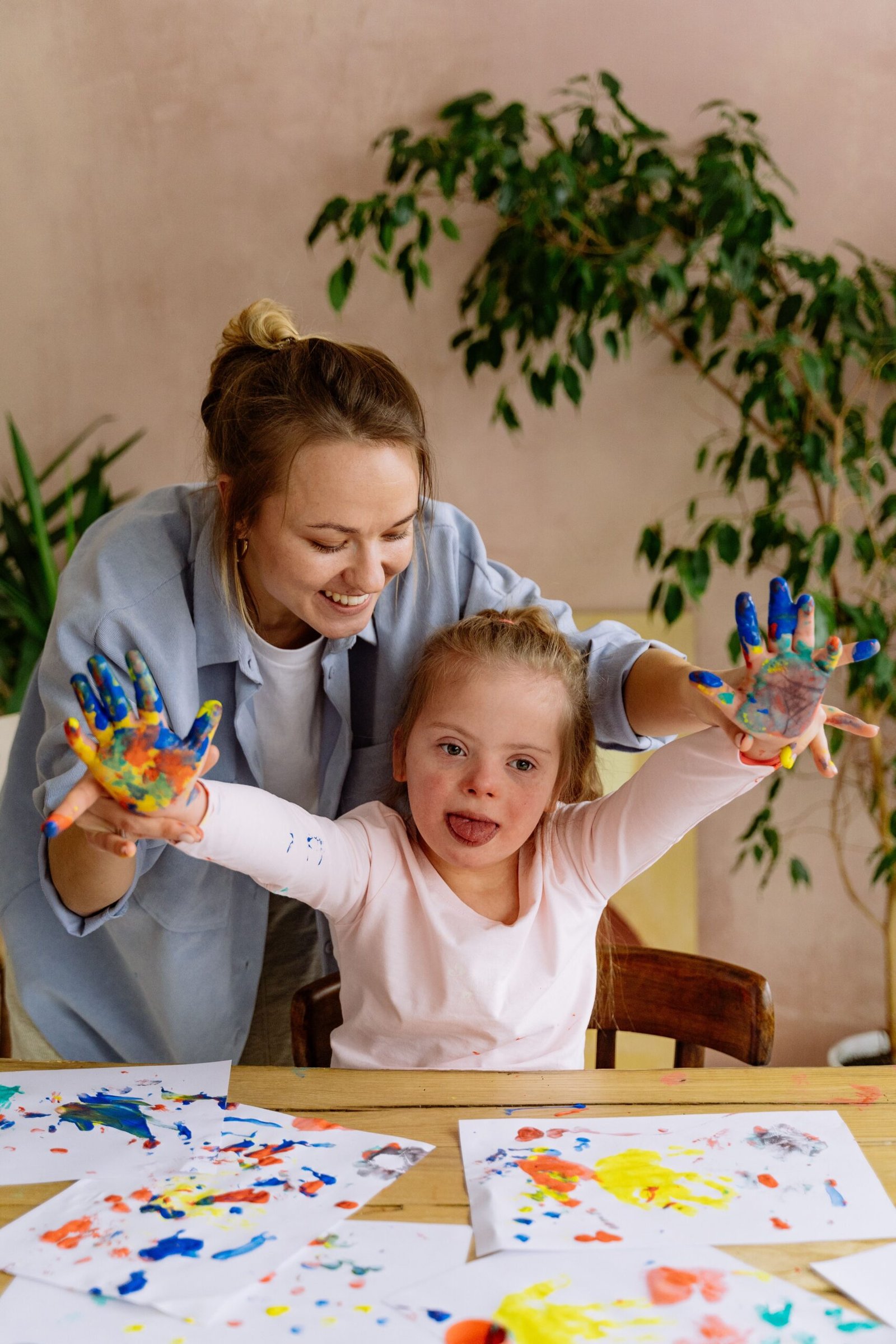 Therapist working with children